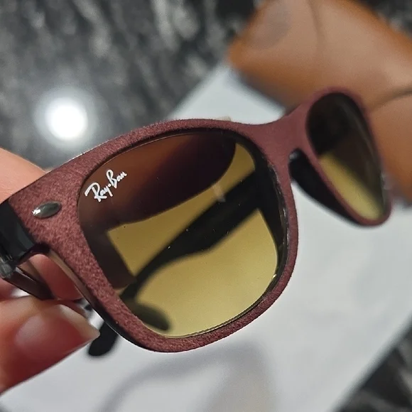 Ray-Ban Sunglasses with Brown Case and Burgundy Frame - Picture 7 of 8